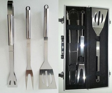 3-teiliges Edelstahl-Grillbesteck