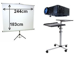 120" Leinwand, Beamer & Tisch